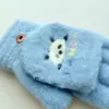 Guantes para Niños de 7 a 12 Años, Cálidos de Invierno y a Prueba de Frío, Unisex, Forrados de Felpa, Guantes de Punto Convertibles de Medio Dedo, Lindo Diseño de Dibujos Animados