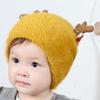 Gorro de Punto para Bebé con Cuernos de Dibujos Animados Nuevo Otoño Gorro de Lana con Bola de Pelo Gorro para Niños Gorro de Moda Estilo Moderno