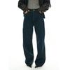 Lou Fu Inverno Novo Estilo Coreano Retrô Moderno jeans azul escuro reto visual slim calças casuais femininas