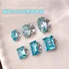 Arte de uñas con diamantes de imitación en forma de huevo de paloma K9 azul mar, moderno y lujoso, sin base, decoraciones de uñas con diamantes de imitación de azúcar helado