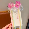 Accesorios para el Cabello de la Dinastía Han para Niñas, Pasadores de Flor de Cristal Estilo Antiguo con Cinta para Niñas, Nuevos Pasadores de Princesa con Borla de Perla Chinoiserie