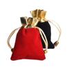 Atacado pequeno saco de jóias de ouro com cordão biseladas saco de flanela de jóias de ouro vermelho saco de embalagem de jóias em estoque