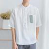 Camisa Japonesa para Hombre de Manga Corta de Verano Delgada Holgada Casual Retro Ropa de Trabajo Chaqueta de Media Manga