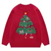 Árvore de Natal Tridimensional Atmosfera Malha Flocada Masculina Preguiçosa High-End Outono e Inverno Malharia Atacado de Fábrica Transfronteiriço
