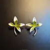 Estilo Retro ArtísticoAlegría Gracia Aretes de Flor Pintada Retro Temperamento Artístico de Moda