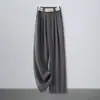 Calça Elegante de Renda Larga Estreita para Mulheres 2026 Verão Novo Elástica Cintura Alta Fina Casual Versátil Calça Reta