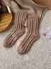 Meias Grossas de Lã com Padrão Torcido Outono e Inverno para Mulheres, Meias Quentes de Lã Torcida para Chão Outono e Inverno