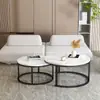 Juego de mesas de centro nido modernas nórdicas para espacios pequeños, redondo, simple y creativo, sensación de alta gama, combinación de mesa redonda grande y pequeña para la sala de estar