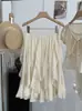 Saia Omalai Patchwork de Renda Franzida para Mulheres, Novo Estilo de Verão Saia Bolo, Saia Evasê Emagrecedora de Cintura Alta 6896