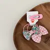 Nuevo clip para el pelo de niño con lazo de cuadros florales, conjunto de diadema, horquilla para bebé, pinza lateral, pinza BB, liga