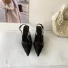 970-38~Sandalias de Tacón Alto Estilo Francés de Punta Cerrada, Zapatos de Hada, Nuevo Modelo 2026, Zapatos Slingback de Punta con Lazo