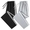 Calça Esportiva Masculina de Alta Qualidade para Primavera e Outono, Calça Longa Casual Jogger com Três Listras, Corte Reto Solto, Calça de Moletom Plus Size para Outono