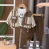 Comercio Exterior Traje de Manga Larga Otoño Nuevo Estilo Callejero de Celebridad de Internet Conjunto de Tres Piezas de Manga Larga con Paneles y Rayas Verticales con Logotipo de Letra