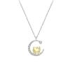 Collar Luna Peek-A-Boo Moda Mujer Lujo Ligero Verano Cadena Clavícula Collar Gatito Estrella y Luna Lindo Versión Coreana para Mujer