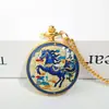 Reloj de Bolsillo Dorado Estilo Chino Doce Animales Zodiacales Colgante Tapa abatible Regalo para Estudiante Patrón Personalizable Reloj de Cuarzo Al por Mayor