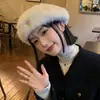 Boina de Pelo de Conejo de Alta Calidad para Mujer, Otoño e Invierno, Circunferencia de Cabeza Grande, Hace que la Cara Parezca Más Pequeña, Sombrero de Artista Blanco, Boina Artística Versátil