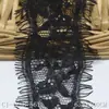 Ribete de Encaje Suave Negro Clásico Tanglong No Elástico para Pestañas, Ribete Decorativo de Encaje para Lencería DIY