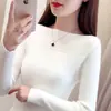 Suéter de punto con cuello de camisa de manga larga para mujer, suéter interior ajustado de estilo occidental, ropa exterior de moda, primavera y otoño