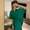 Traje Casual Estilo Tweed para Mujer Estilo Japonés y Coreano Camiseta Suelta de Manga Corta con Cuello Polo Pantalones Cortos de Correr Conjunto de Dos Piezas Sal