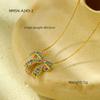 Cross-border New Colored Diamond Bow Titanium Steel Brincos Moda Feminina Light Luxury All-match High-grade Aço Inoxidável Colar terno