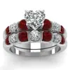 Huajie en stock deseo AliExpress transfronterizo moda europea y americana personalidad combinación 2 piezas anillo de diamante en forma de corazón venta directa