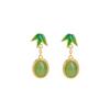 Pendientes de plata de ley S925 bañados en oro con diseño de ciervo, jaspe hetiano, estilo nacional retro, con esmalte de bambú y superficie de huevo, pendientes con temperamento.