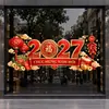 2027 TikTok Más Vendido Vietnamita Shopee Feliz Año Nuevo Pegatinas Estáticas Linterna Roja Carácter Fu Pegatinas de Vidrio
