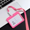 Juego de tarjetas de permiso de trabajo cuerda para colgar juego de tarjetas de trabajo cuerda larga juego de tarjetas de estudiante juego de tarjetas de autobús tarjeta escolar transparente de doble cara tarjeta de comida