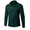 Nueva colección Otoño/Invierno 2026: Suéter de punto para hombre, estilo europeo y americano, de manga larga, con rayas verticales, cuello alto y cierre de cremallera