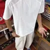 Camiseta branca estilo americano com retalhos de malha, gola redonda, manga curta para homens, top esportivo de seda gelada para o verão, fresco, respirável, secagem rápida
