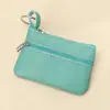Billetera pequeña de color sólido de piel de vaca de capa superior, monedero portátil, mini ultra-delgada de cuero con cremallera, monedero para mujer, venta directa de fábrica
