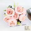 Flores Artificiales, Peonías de 7 Cabezas, Pequeño Ramo de Peonías Estilo Europeo, Ramos de Boda, Flores de Mesa para Hotel, Flores de Seda, Fabricante de Flores Artificiales
