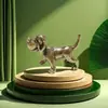 Cubo de perro pastor alemán con revestimiento de cobre, decoración de bronce microtallado, antiguo, hecho a mano, para oficina y hogar.