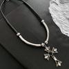 Collar de Cadena de Cuero Estilo Frío de Crucíferas para Hombres y Mujeres Hip-hop Diseño de Nicho Cadena para Suéter de Alta Calidad