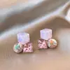 Brincos de Cristal Geométricos Coloridos da Moda para Mulheres Exquisitos Retrô Versáteis Doces Brincos de Tarraxa Design Étnico Brincos de Orelha