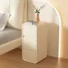 Mesita de Noche Moderna Simple, Pequeño Gabinete de Almacenamiento de Madera Maciza Color Crema, Gabinete de Mesita de Noche Ultra Angosto, Mini Mueble de Hogar de Lujo Ligero para Dormitorio