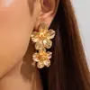 Joyería Transfronteriza Europea y Americana Diseño de Textura Plegada Pendientes de Flor Pendientes Frescos de Flor Elegantes Creativos