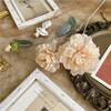 Peonía de simulación de 3 cabezas flocadas, pequeña peonía para boda, auditorio, flor de seda, decoración suave, estilo pastoral para el hogar, hermosa