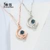Collar de plata de ley s925 con diseño de astronauta y luna, colgante de astronauta de cristal estrellado para mujer, prenda elegante para el cuello a la moda, regalo elegante