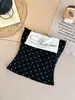 2051# Top Bandeau de Algodón con Lunares y Letra de un Solo Hombro para Mujer, Ropa Exterior Sexy para Chicas Calientes con Almohadillas en el Pecho, Espalda Hermosa, Capa Base