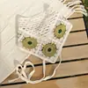 Diadema de Ganchillo con Cabeza de Margarita Transfronteriza Bufanda Triangular de Viaje Celebridad de Internet Pañuelo para la Cabeza de Check-In Fotográfico Diadema de Ganchillo con Flor Hueca