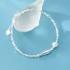 Pulsera de Plata de Ley S925 Fresca y Sencilla con Diseño de Pez, Dulce Pulsera Estilo Ins de Peces Pequeños Perla y Plata Rota S8080