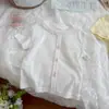Ropa Infantil Ropa de Bebé Camiseta de Encaje de Manga Corta para Niñas 2026 Verano Nuevo Estilo Dulce y Súper Bonito Top con Calados para Niñas