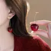 Aretes de Cereza Roja Vino Cereza para Mujer, Diseño Único, Aretes Frescos y Dulces, Joyería al por Mayor