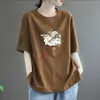 Comercio Electrónico Transfronterizo~Últimas Existencias Camiseta de Manga Corta para Mamá Mujer Holgada Talla Grande Gordita MM Cubre Barriga Oculta Grasa Adelgazante Top de Media Manga