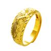 Anillo abierto de dragón y fénix de oro arena de Vietnam chapado en cobre oro real 24k para pareja, anillo con patrón de dragón, joyería de boda de oro
