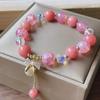 Pulseira de cristal super flash feminina Pingente de laço de pérola estilo feriado Pulseira doce Mori feminina Pulseira de nicho para amigas