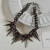Niche Design Sense Leopard Print Round Bead Rivet Tassel Colar Feminino Leve Luxo Elegante High-end Sense Clavícula Corrente Nova Cyber Celebridade