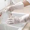 Guantes para tareas domésticas blanco transparente lavandería impermeable plástico goma limpieza del hogar antideslizante grueso duradero cocina lavavajillas