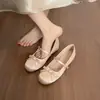 Temporada de Primer Encuentro~ Zapatos planos retro versátiles para mujer, zapatos Mary Jane tipo ballet de punta fina con suela blanda, zapatos pequeños de cuero para mujer